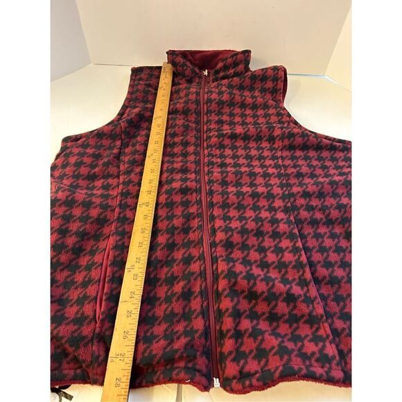 French Laundry vest 2x red black houndstooth plush fleece rn#63619 - Picture 5 of 6